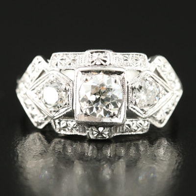 Art Deco Platinum 0.78 CTW Diamond Ring