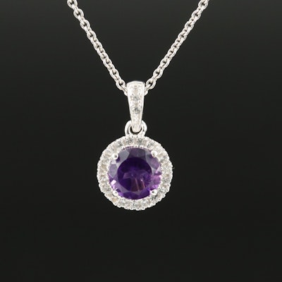 Sterling Amethyst and White Sapphire Pendant Necklace