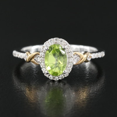 Sterling Peridot and White Sapphire Ring