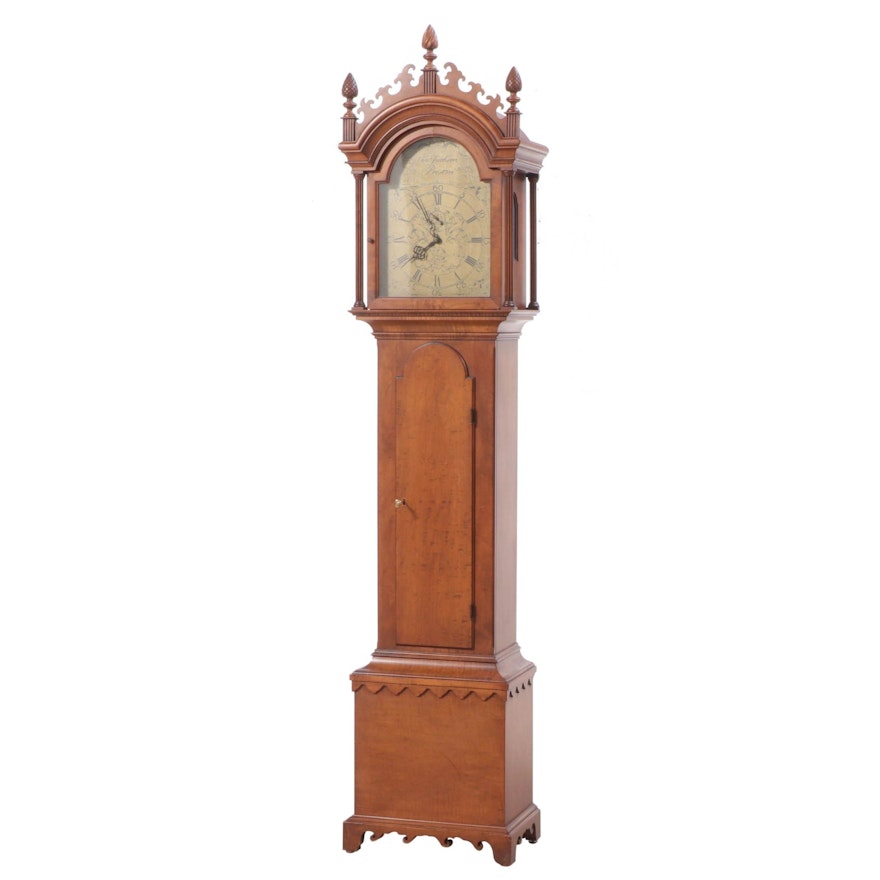 Colonial Clock Co. Tiger Maple Thomas Jackson Preston Reproduction Clock