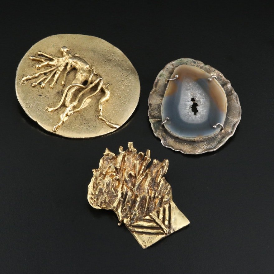 Dan Reisinger, Sterling and Druzy Featured in Brutalist Converter Brooches