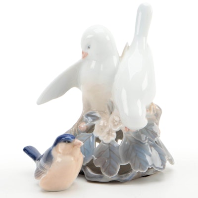 Royal Copenhagen "Love Birds" and "Bluebird" Porcelain Figurines