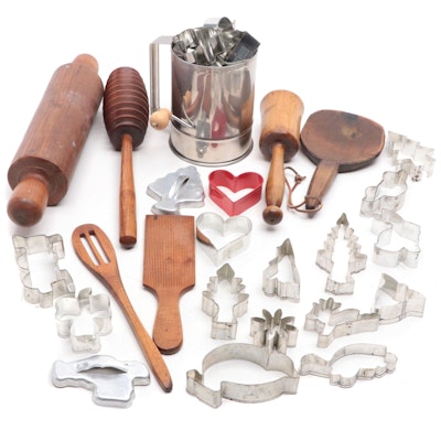 Metal Cookie Cutters with Other Kitchen Utensils, Mid to Late 20th Century