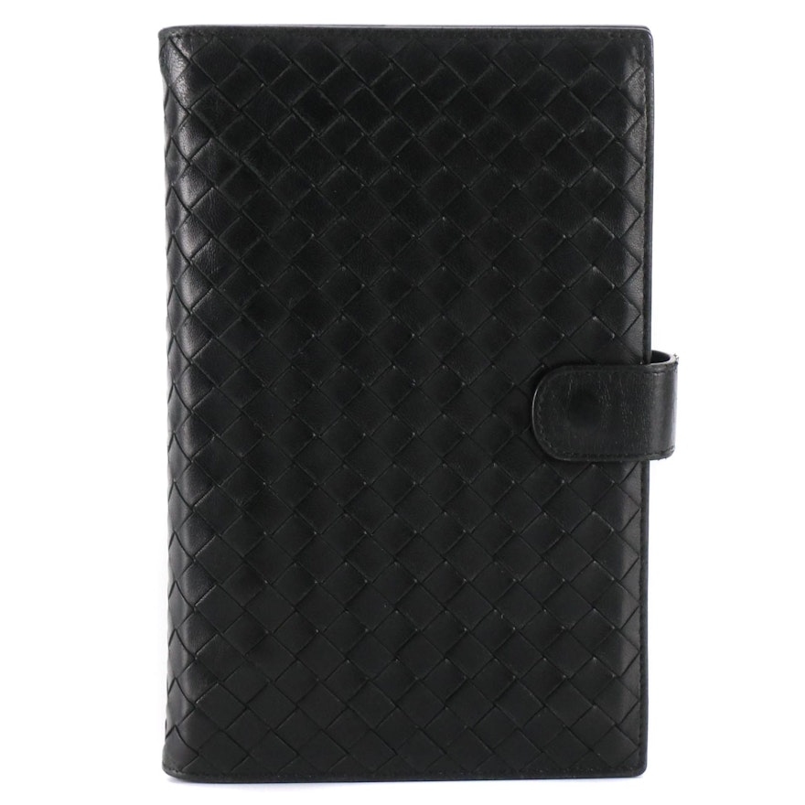 Bottega Veneta Agenda Cover in Black Intrecciato Leather with Box