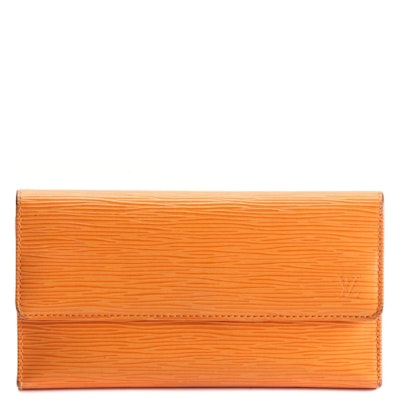 Louis Vuitton Porté-Tresor International Wallet in Mandarin Epi Leather with Box