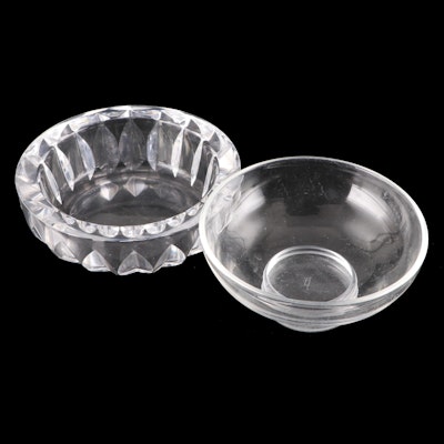 Lloyd Atkins for Steuben Ring Footed Glass Bowl with Orrefors Glass Dish