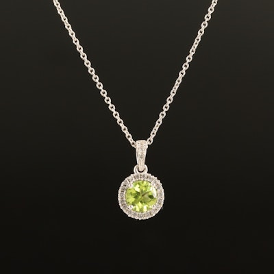 Sterling Peridot and White Sapphire Pendant Necklace