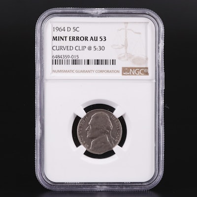 NGC Graded AU53 1964-D Jefferson Nickel Mint Error