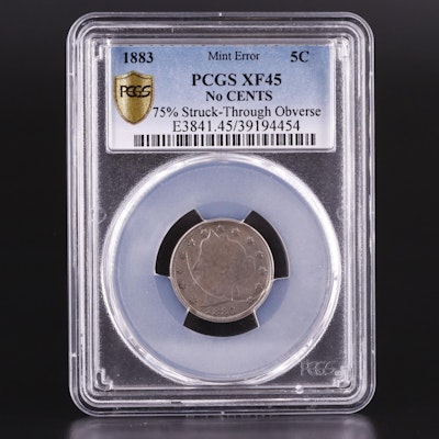 PCGS Graded XF45 1883 Liberty Head "V" Nickel Mint Error