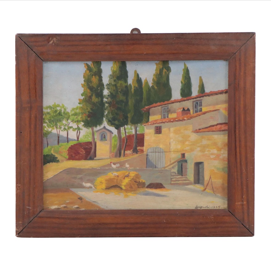 Oil Painting of Mediterranean Landscape, 1935