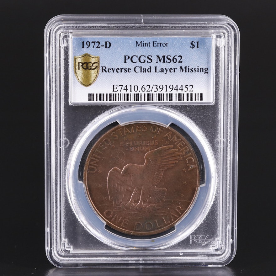 PCGS Graded MS62 1972-D Eisenhower Dollar Mint Error