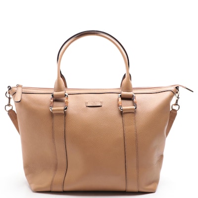 Gucci Bamboo Two-Way Tote Bag in Grained Leather