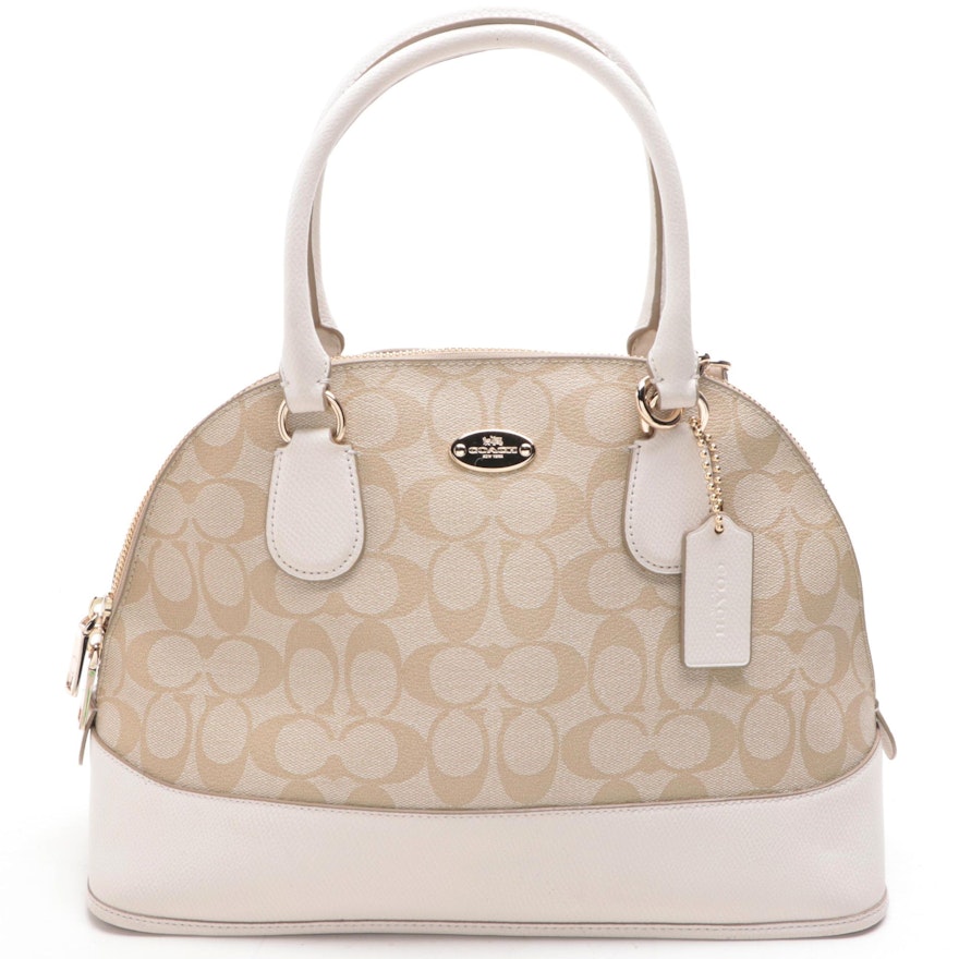 Coach Cora Domed Satchel F33904 in Signature Coated Canvas and Leather