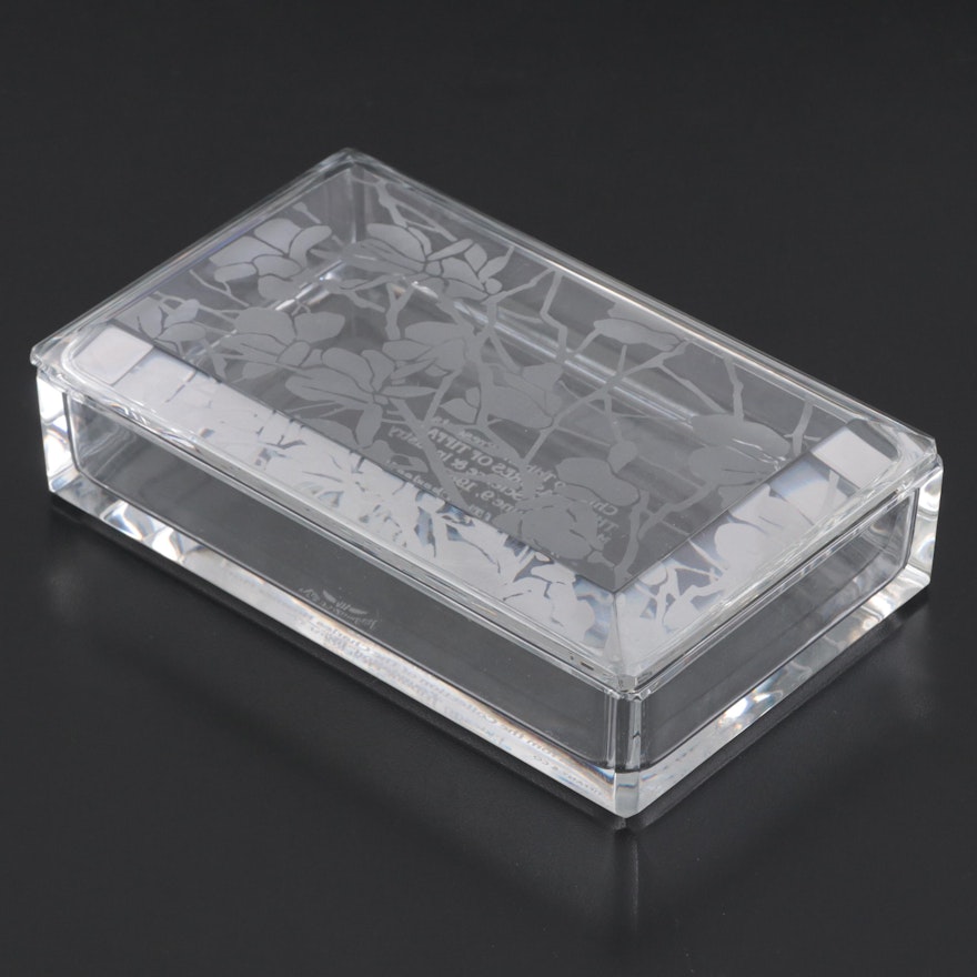 Val St. Lambert Etched Crystal Presentation Box from Tiffany Exhibit