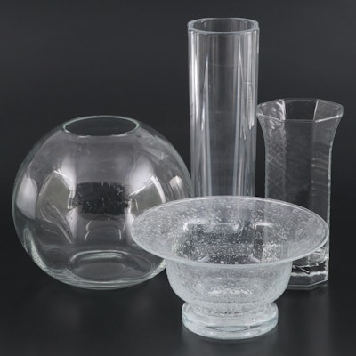 Seed Glass, Cristal D'Arques and Bohemia Crystal With Dansk Glass Vases