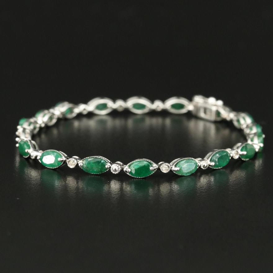 14K Emerald and Diamond Bracelet