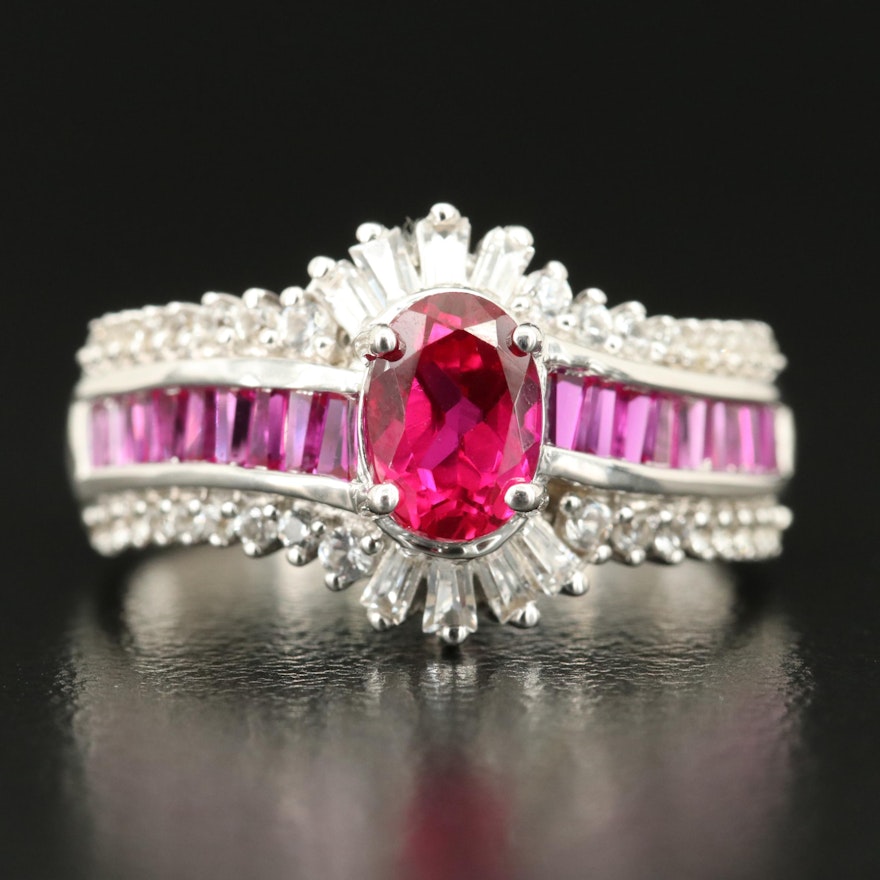 Sterling Ruby and White Sapphire Ring