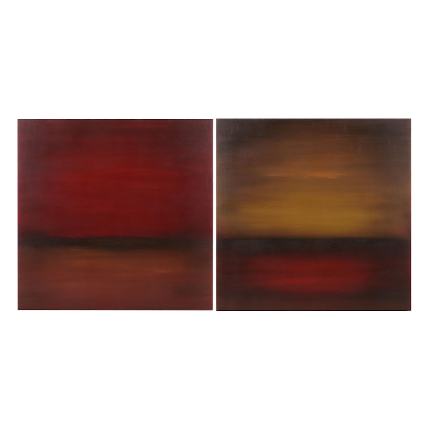 Nunzio Ruhl Oil Paintings "Untitled #27" and "Untitled #29," 2001
