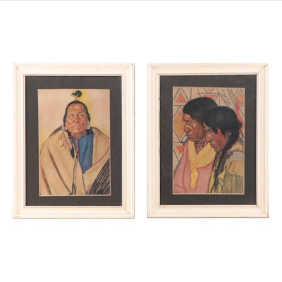 Offset Lithographs After Winold Reiss Portraits of Blackfeet Native Americans