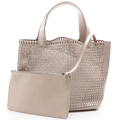 Alaïa Laser Cut Leather Tote with Zip Pouch