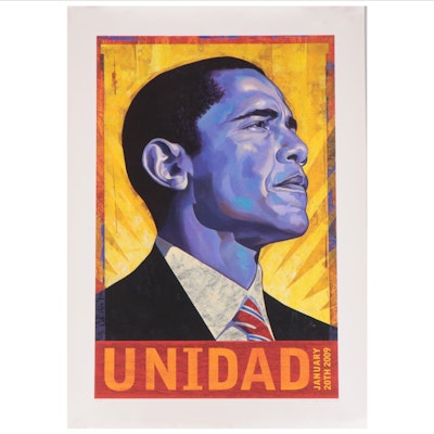Rafael López Barack Obama Giclée Campaign Poster "Unidad," 2008
