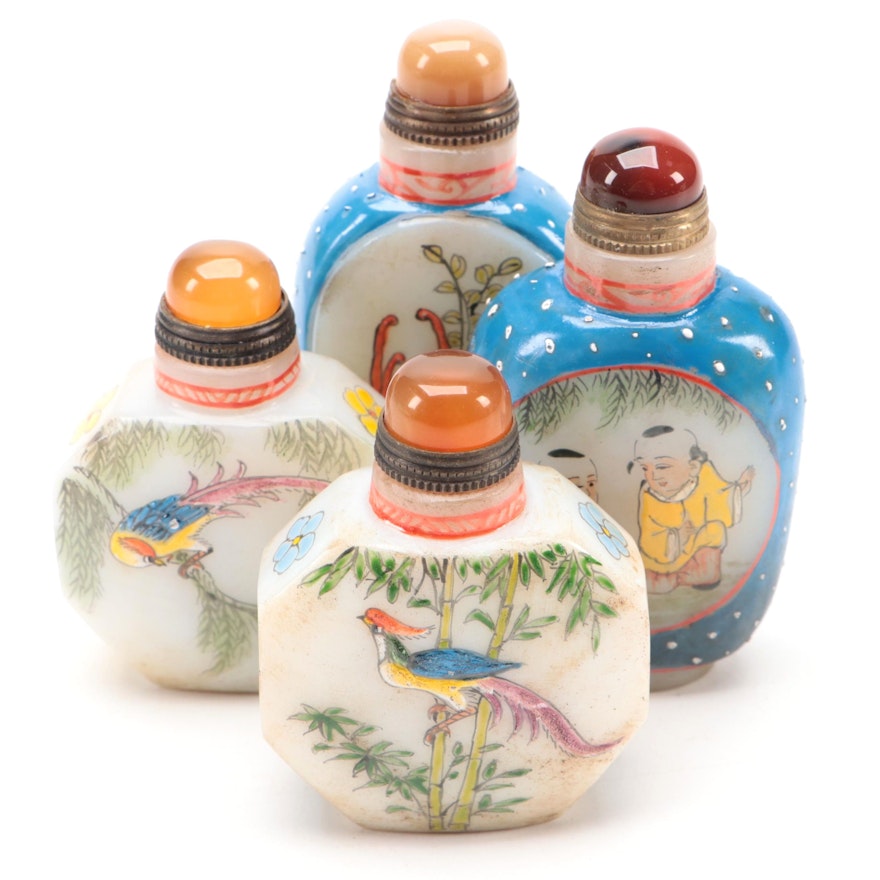 Chinese Hand-Painted Glass Snuff Bottles