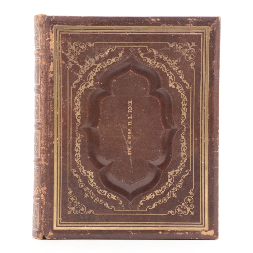 The Holy Bible with Personalized Gilt and Embossed Leather Cover, 19th Century