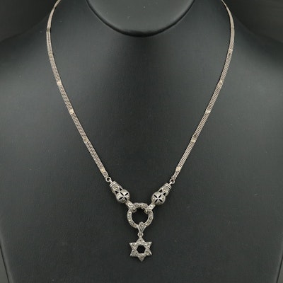 Sterling Marcasite Star of David Necklace