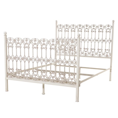 Victorian Cream-Painted Iron Full Bed Frame