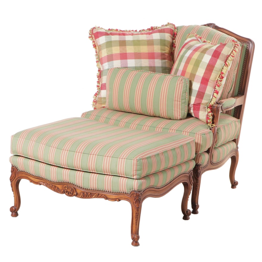 Louis XV Style Bergère Chair with Ottoman