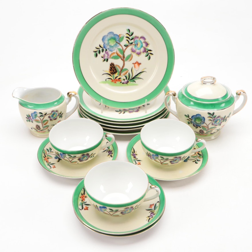 Noritake Hand-Painted Porcelain Dessert and Tea Set, Early 20th Century