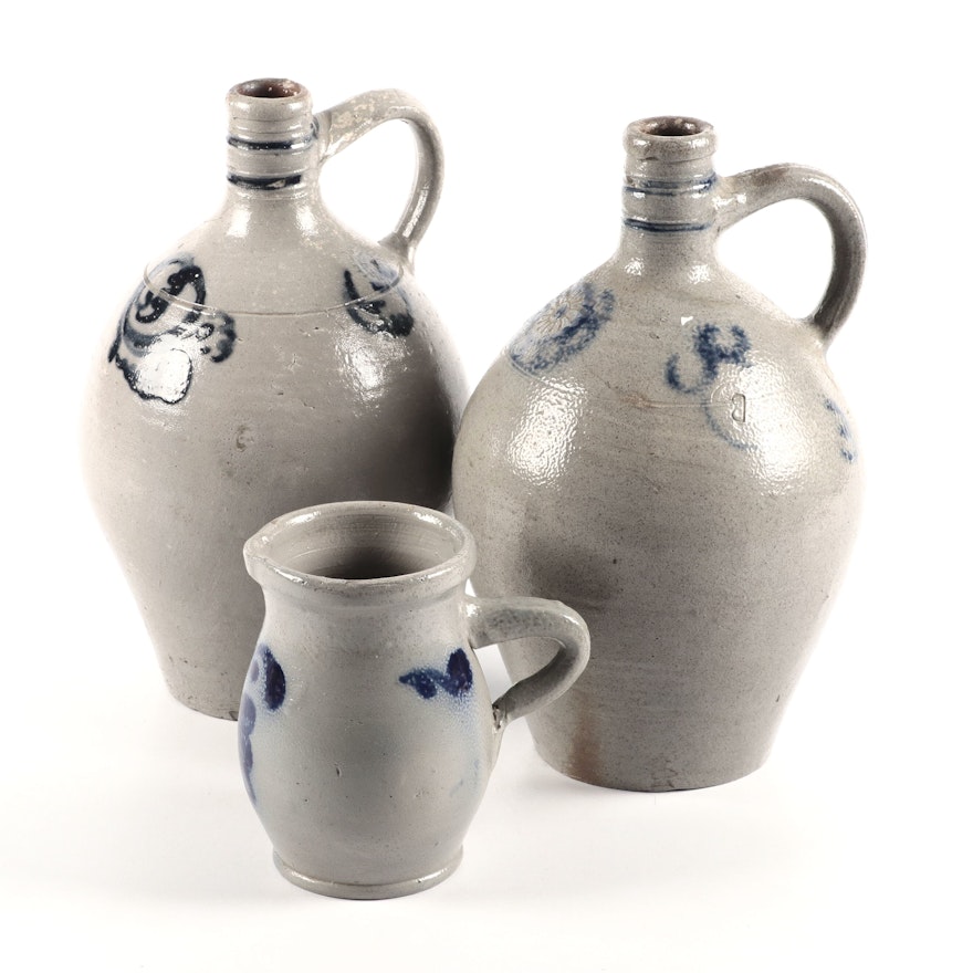 Gres d'Alsace Pitcher with Other Betschdorf Stoneware Jugs