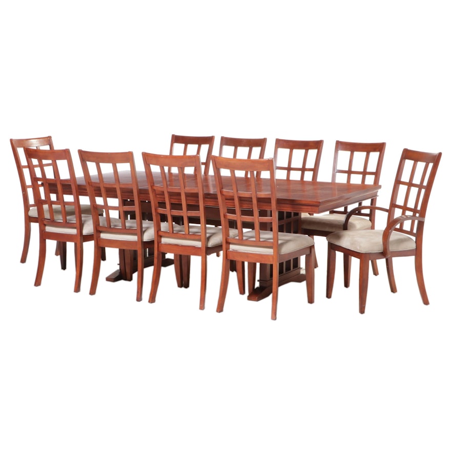 Coaster Furniture Cherry-Stained Wood 11-Piece Dining Set