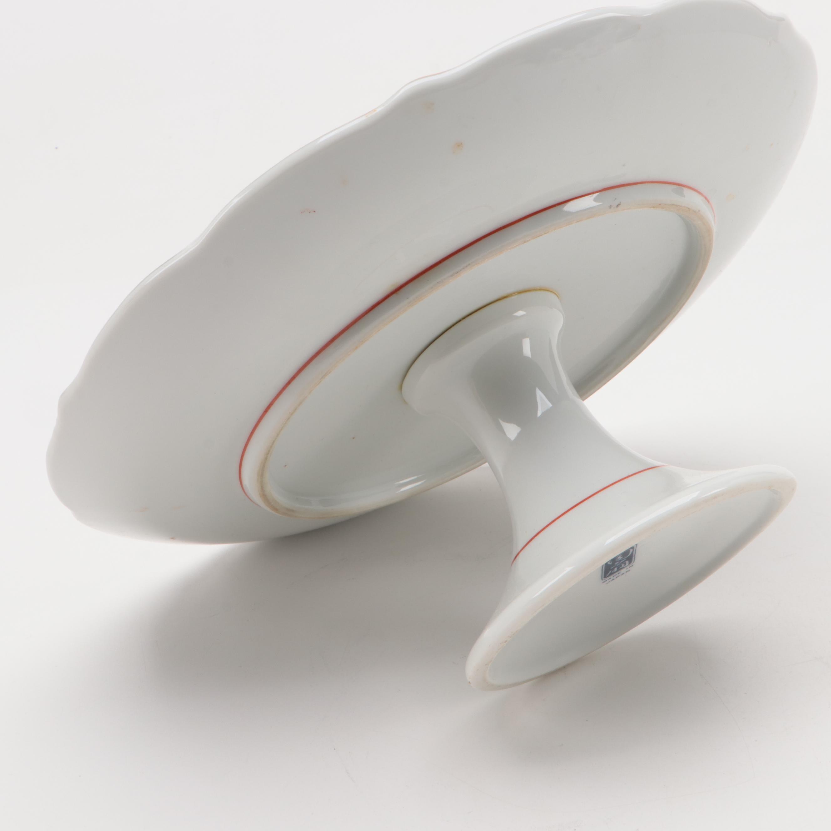 Japanese Imari Transferware Porcelain Cake Stand with Etched Stone