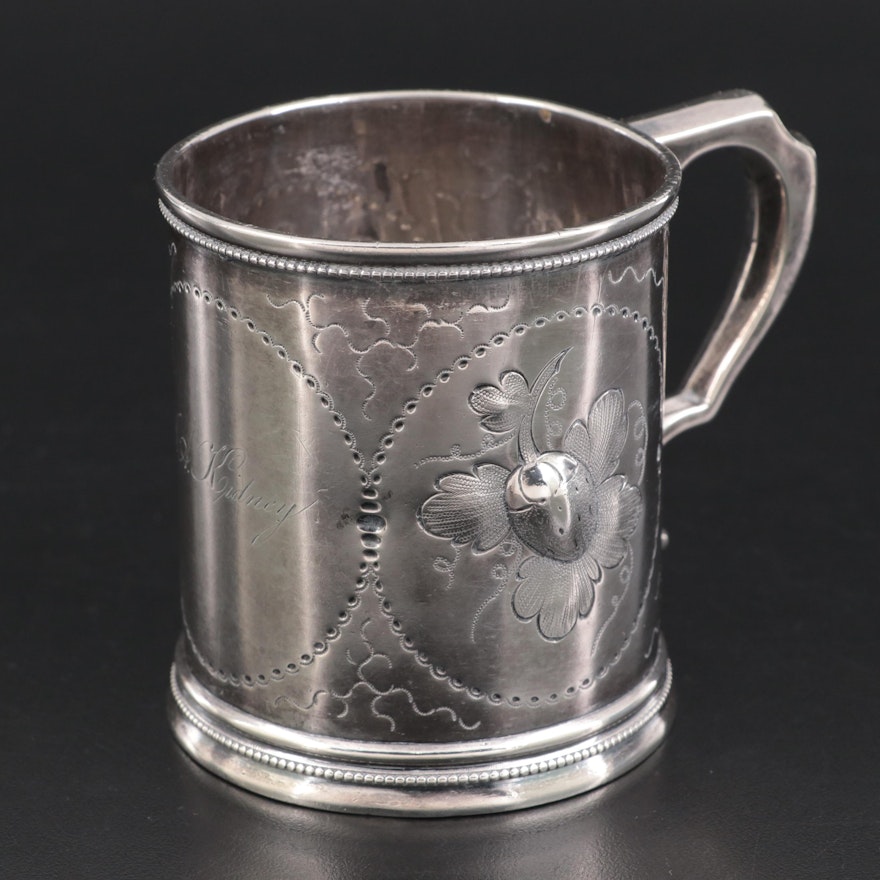 American Coin Silver Strawberry Mug, Mid-19th Century