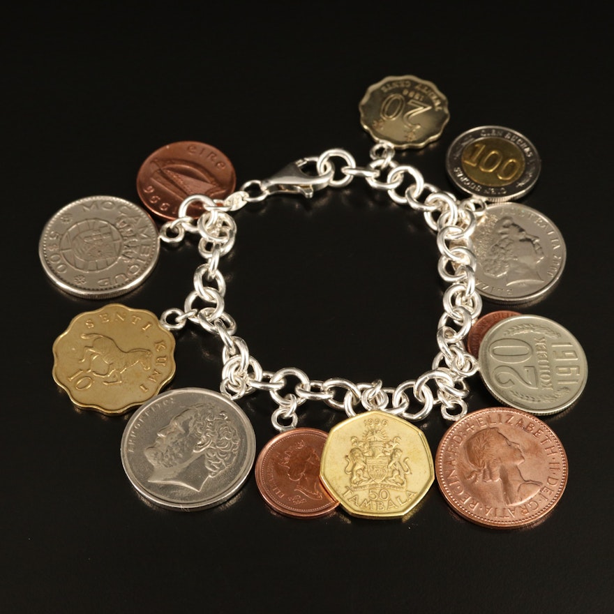 Italian Sterling Foreign Coin Bracelet