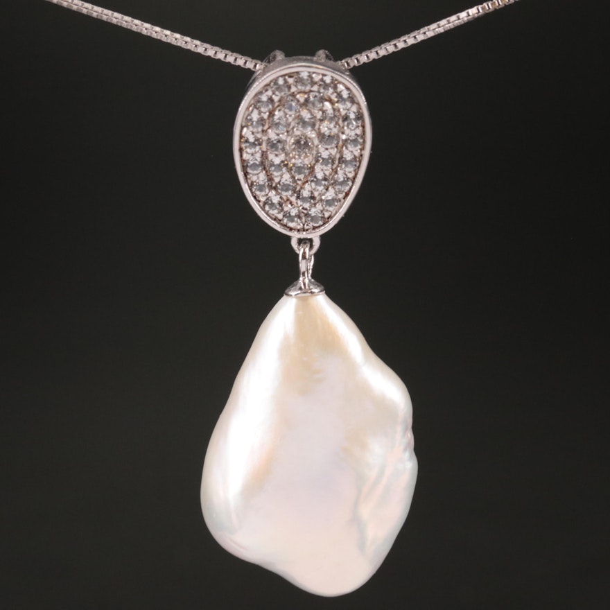 Sterling Cultured Pearl Pendant Necklace
