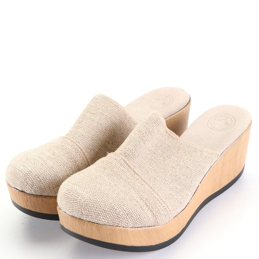 Canvas Wedge Mules