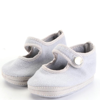 Hermès Embroidered Baby Booties in Wool/Angora with Box