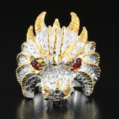 Sterling Garnet Dragon's Head Ring