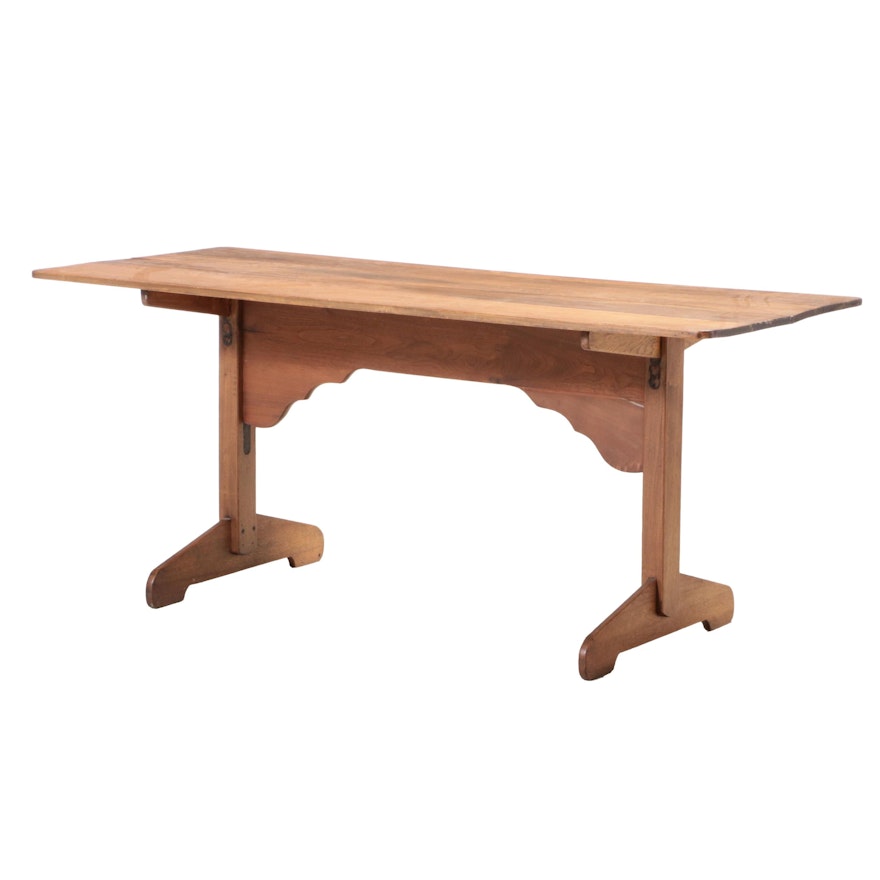 Colonial Style Wood Trestle Dining Table