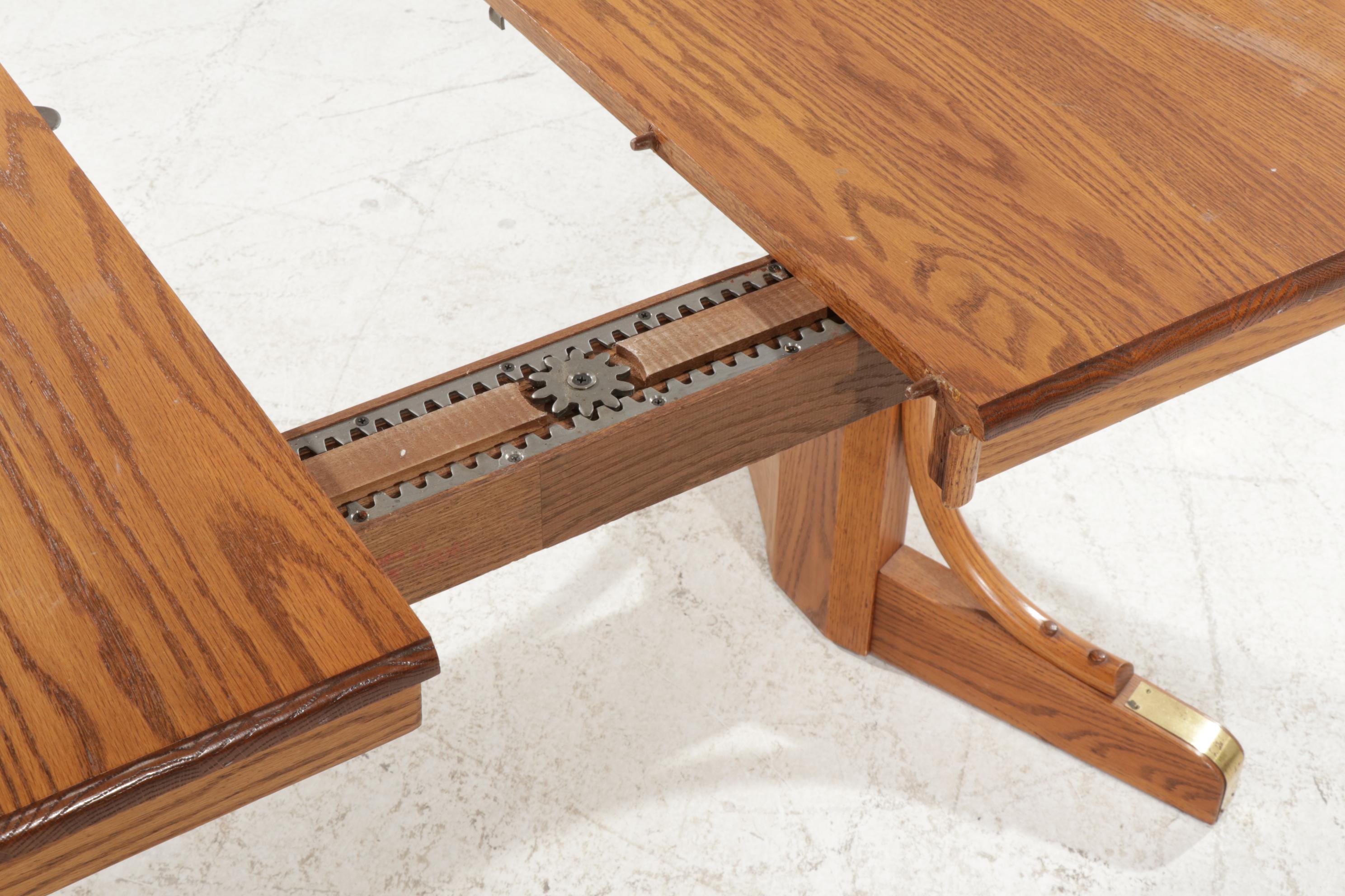 Richardson Brothers Oak Two Pedestal Dining Table with Six Chairs EBTH