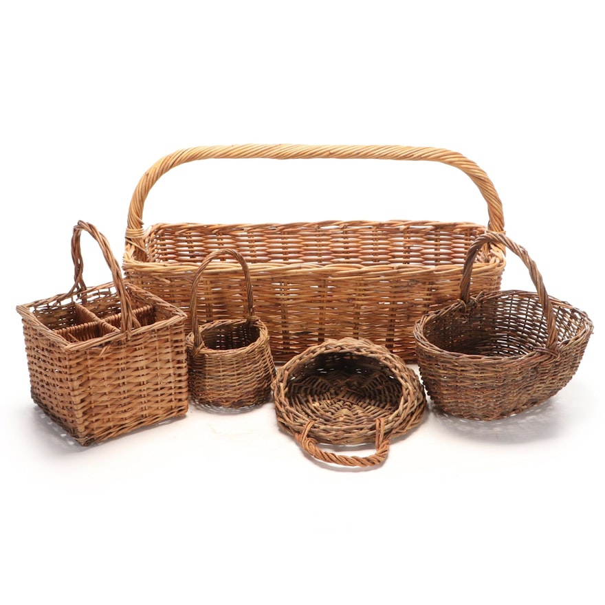 Rattan Wicker Weave Bread Basket, Flatware Caddy and Other Baskets