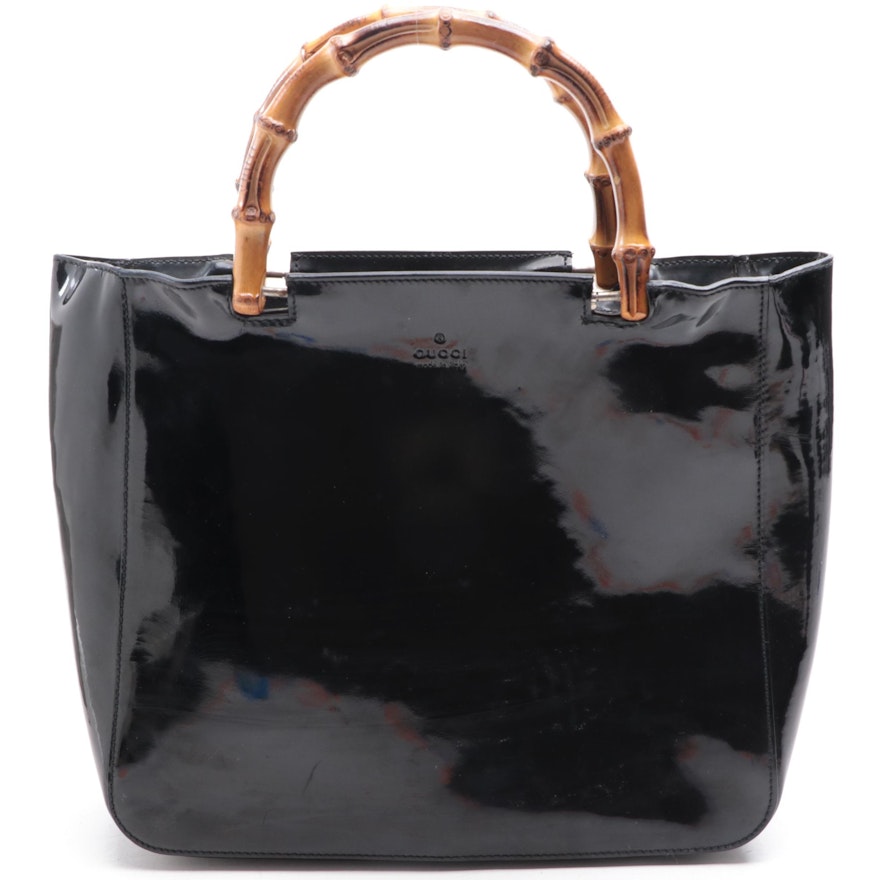 Gucci Bamboo Top Handle Bag in Patent Leather