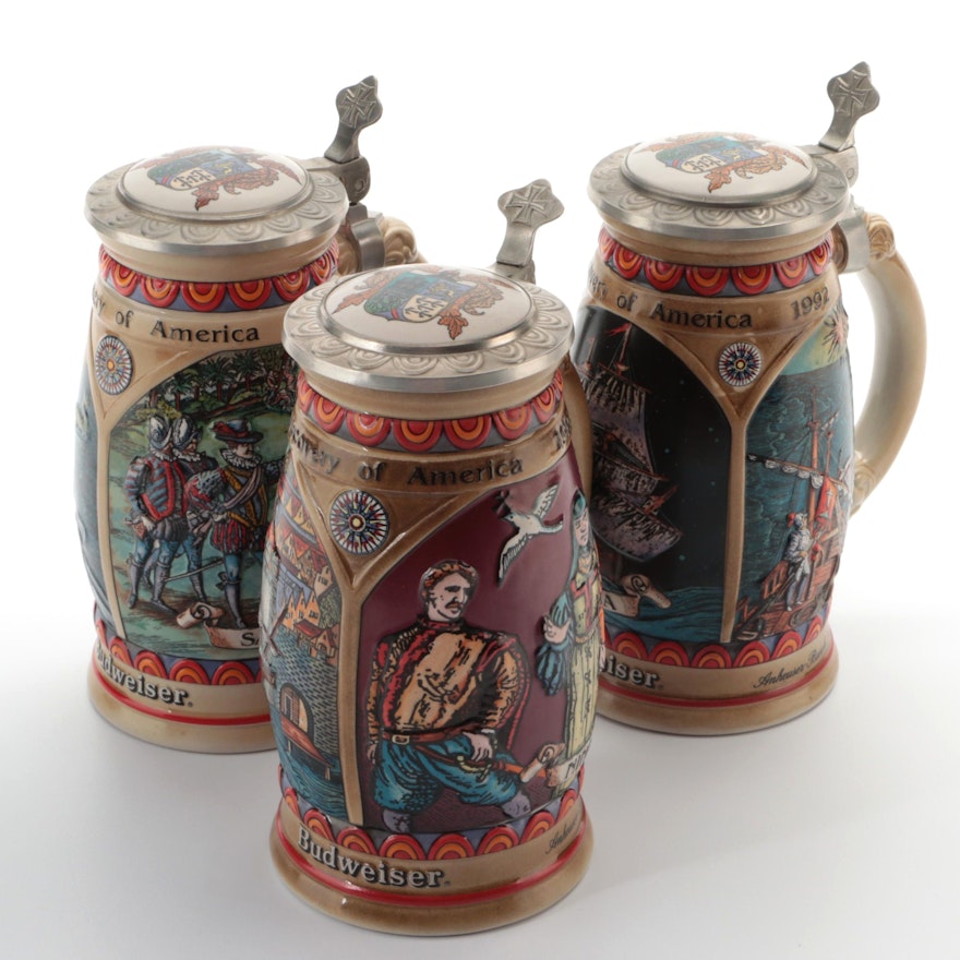 Anheuser-Busch "Discover America" Collective Ceramic Steins, 1992