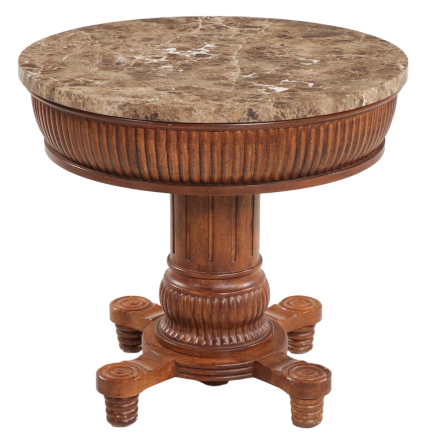 William IV Style Hardwood and Marble Top Table