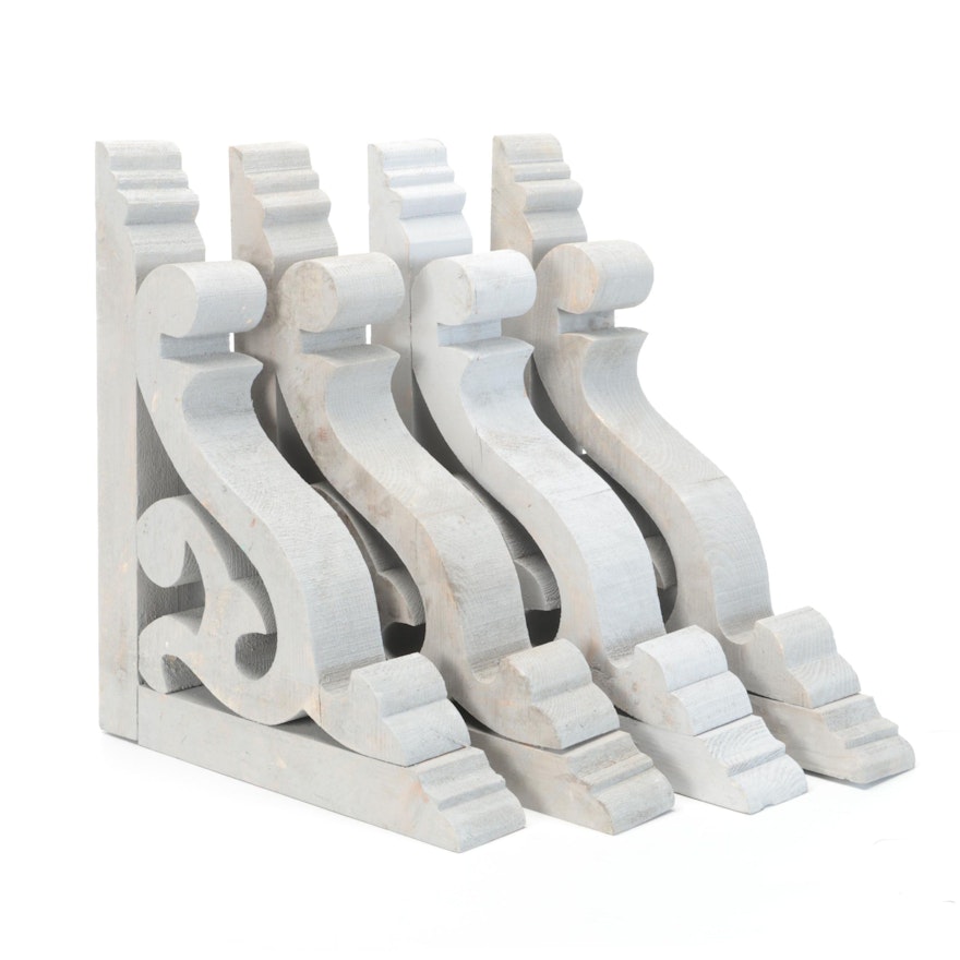 Scrolling Corbels in Distressed White Finish