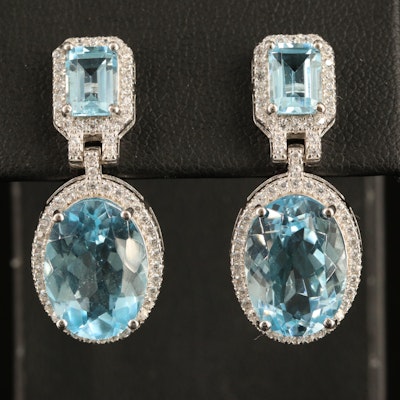 Sterling Sky Blue Topaz and Cubic Zirconia Earrings