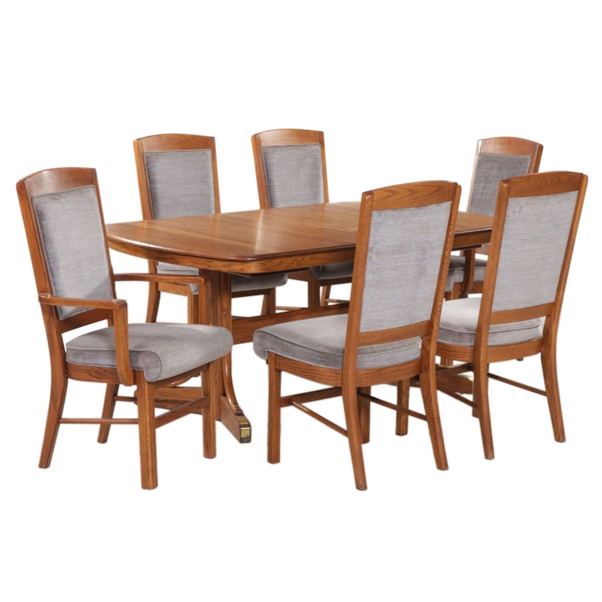 Richardson Brothers Oak Two Pedestal Dining Table with Six Chairs