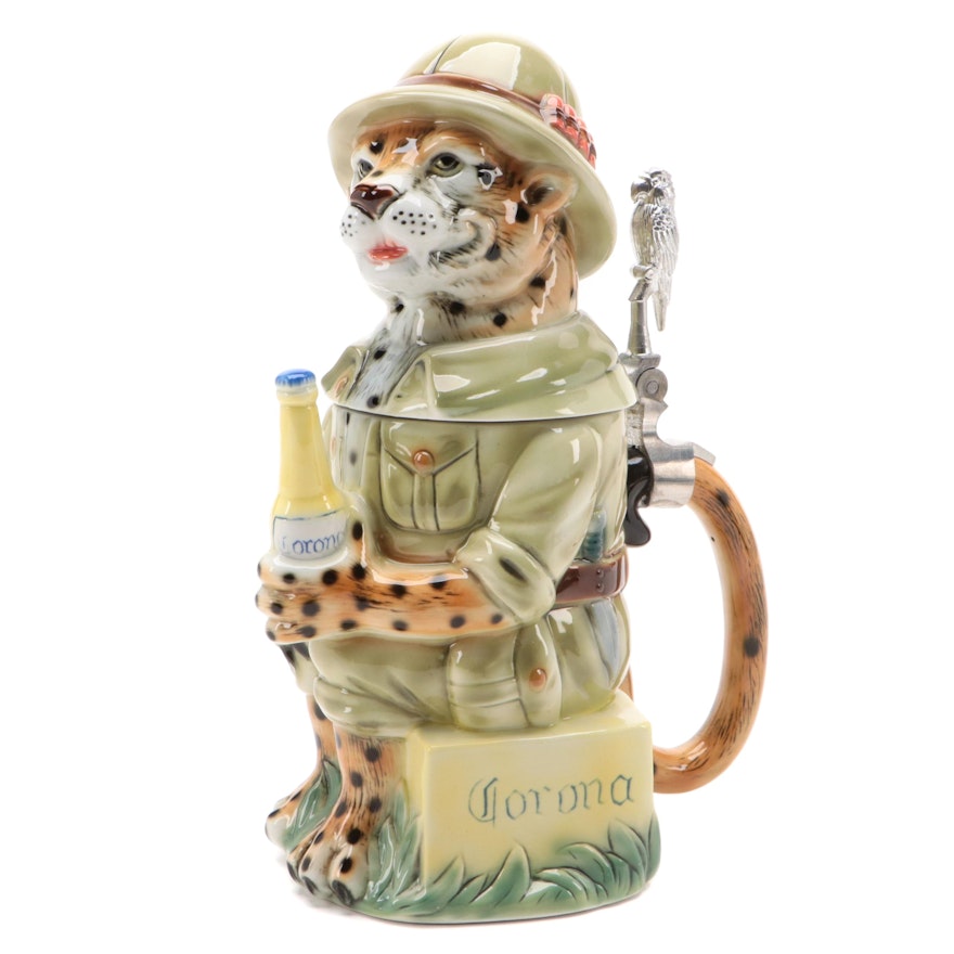 Tradex for Corona Collector's Fourth Edition "Jaguar" Figural Ceramic Stein